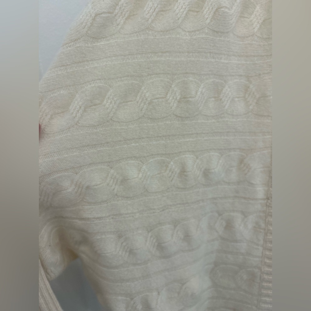 White + Warren Dolman Sleeve Cable Knit Cardigan Sweater in ivory cashmere M/L - Picture 4 of 8